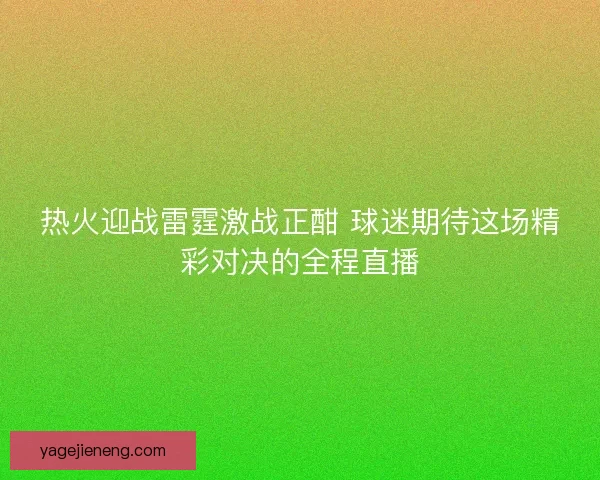 热火迎战雷霆激战正酣 球迷期待这场精彩对决的全程直播