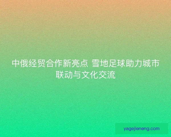 中俄经贸合作新亮点 雪地足球助力城市联动与文化交流