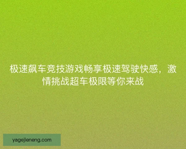极速飙车竞技游戏畅享极速驾驶快感,激情挑战超车极限等你来战 极速飙车竞技游戏畅享极速驾驶快感,激情挑战超车极限等你来战