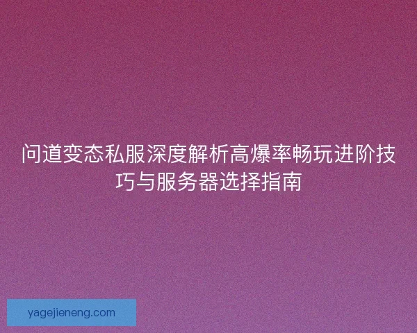 问道变态私服深度解析高爆率畅玩进阶技巧与服务器选择指南