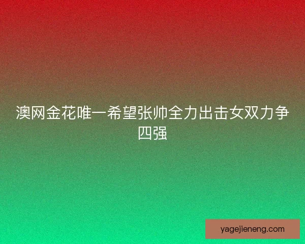 澳网金花唯一希望张帅全力出击女双力争四强